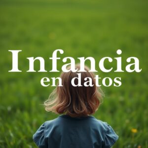 Niña de espalda con texto infancia en datos